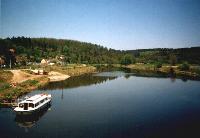 the river vltava in the town of hluboka in the Czech Republic